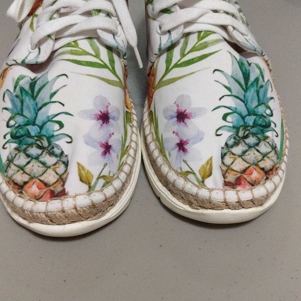 Free People Jackson tropical print lace up summer espadrille sneakers 39 - Picture 2 of 12